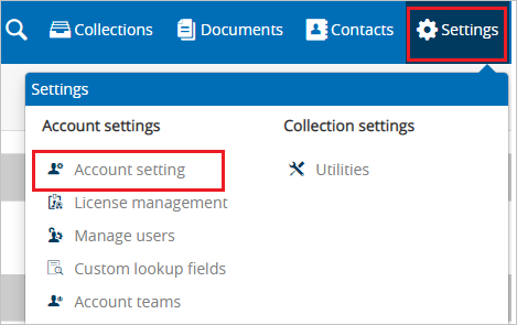 Screenshot che mostra l'opzione Account selezionata dalle Impostazioni.