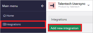 Screenshot della pagina delle impostazioni delle integrazioni di Talentech.