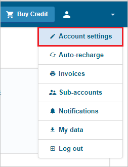 Screenshot che mostra le impostazioni dell'account selezionate dall'utente.