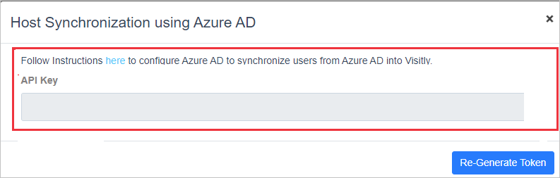 Screenshot della chiave API.
