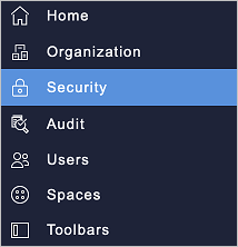 Screenshot dell'interfaccia Workgrid UI con la sezione Sicurezza evidenziata.