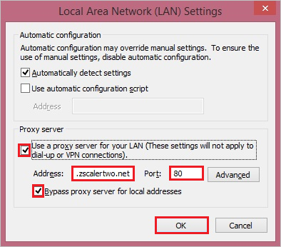 Sezione Server Proxy