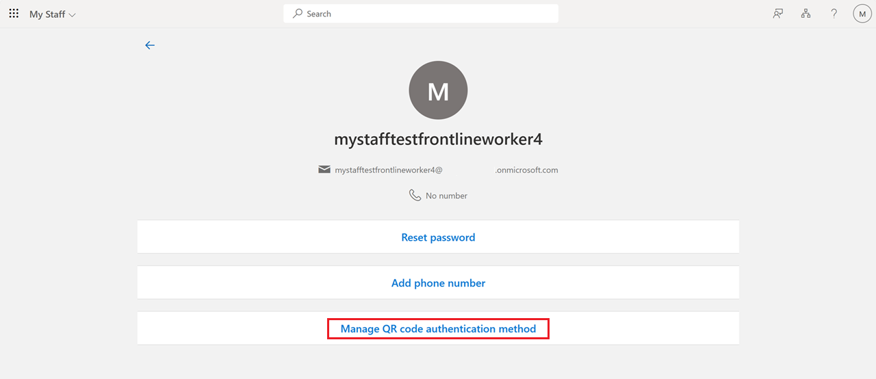 Screenshot che mostra come gestire un metodo di autenticazione con QR code.