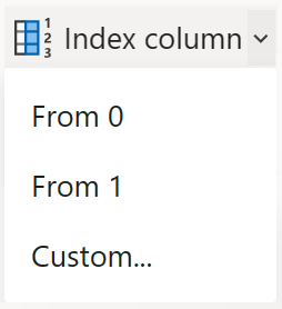 Screenshot dell'icona di trasformazione della colonna Indice.