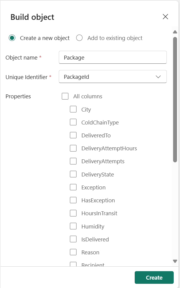 Screenshot della finestra di assegnazione dei dati.