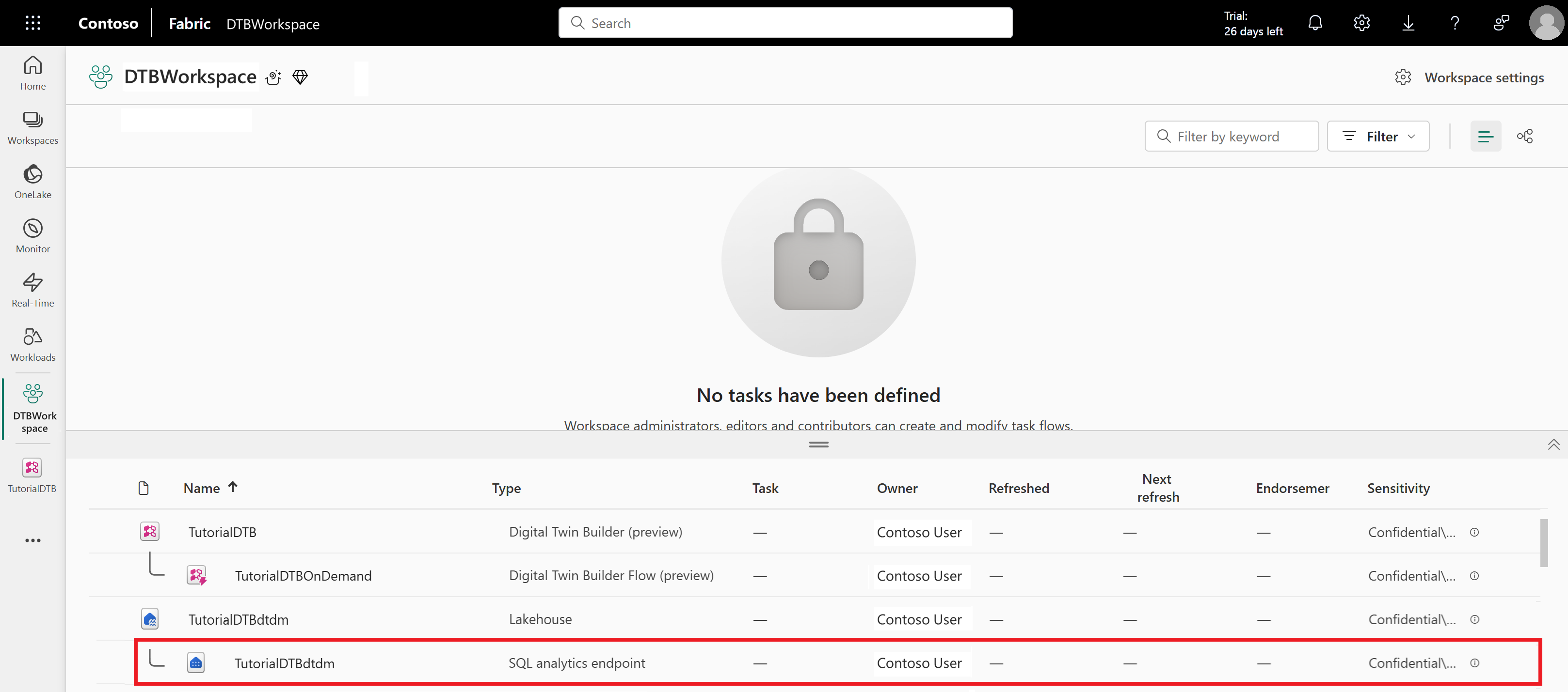 Screenshot della schermata di selezione dell'endpoint SQL.
