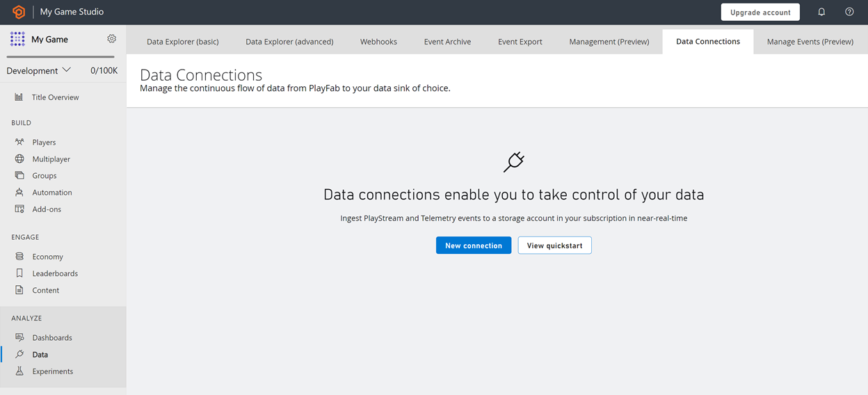 Data Connections Overview Screenshot of data connections Overview