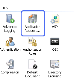 Screenshot del Gestore di IIS. Vengono visualizzate icone diverse. L'icona Application Request Routing è evidenziata.