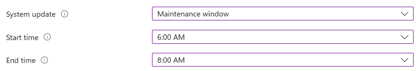 Screenshot che mostra l'impostazione di aggiornamento del sistema con una finestra di manutenzione per i dispositivi Android Enterprise nell'interfaccia di amministrazione Microsoft Intune.