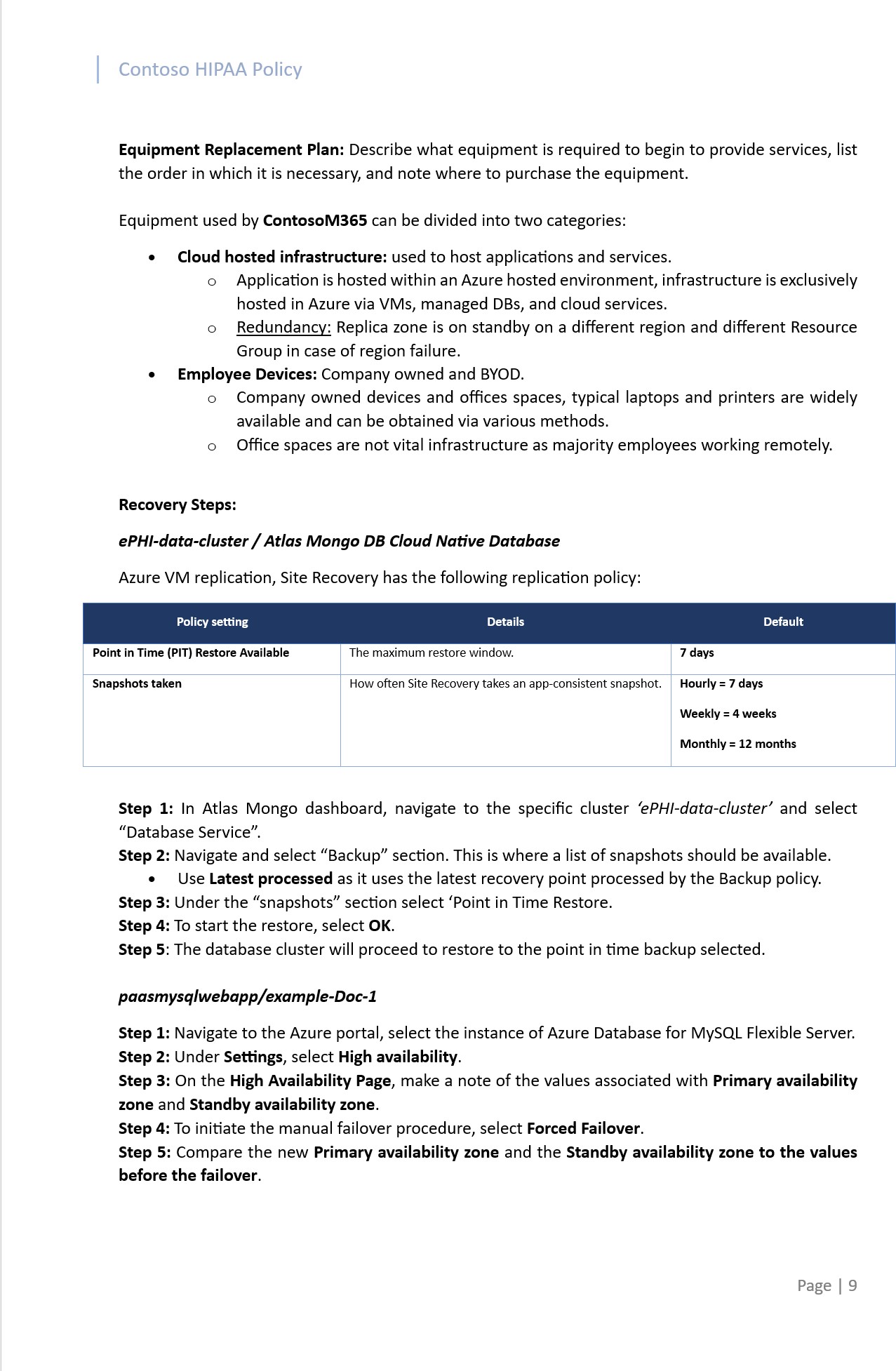Pagina 2 del documento di backup dei dati e ripristino di emergenza.