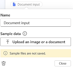 Screenshot della modifica del nome dell'input e del caricamento di dati di esempio.