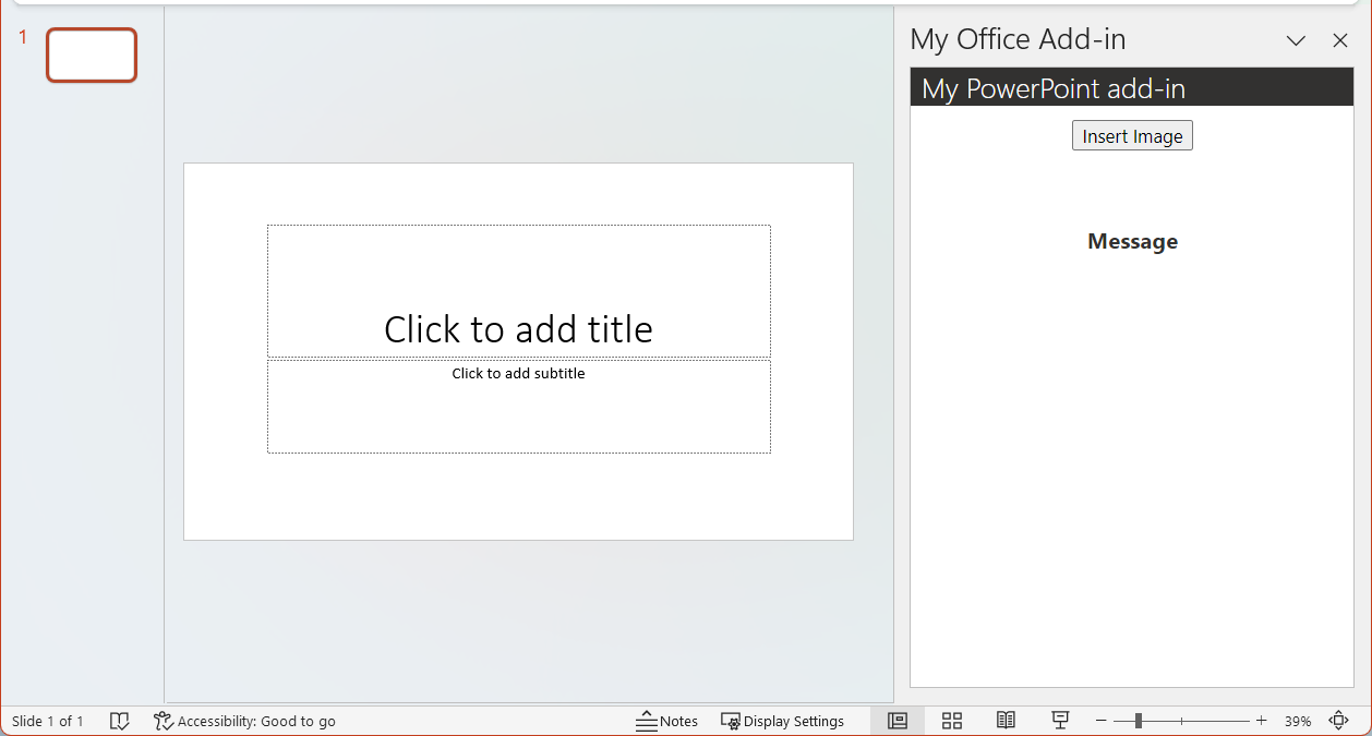 The PowerPoint add-in with Insert Image button.