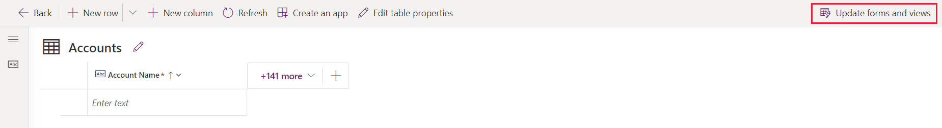 Aggiornare moduli e visualizzazioni in Progettazione tabelle.