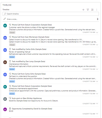 Controllo Timeline in una sottogriglia di contatti.