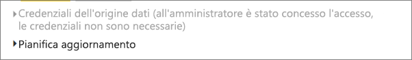 Screenshot della sezione credenziali dell'origine dati oscurata quando si usa un gateway locale gestito dagli admin del gateway.