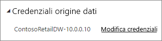 Screenshot della finestra di dialogo delle credenziali dell'origine dati per un modello semantico usando un gateway personale.