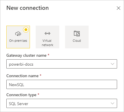  Screenshot della selezione dell'origine dati di SQL Server.