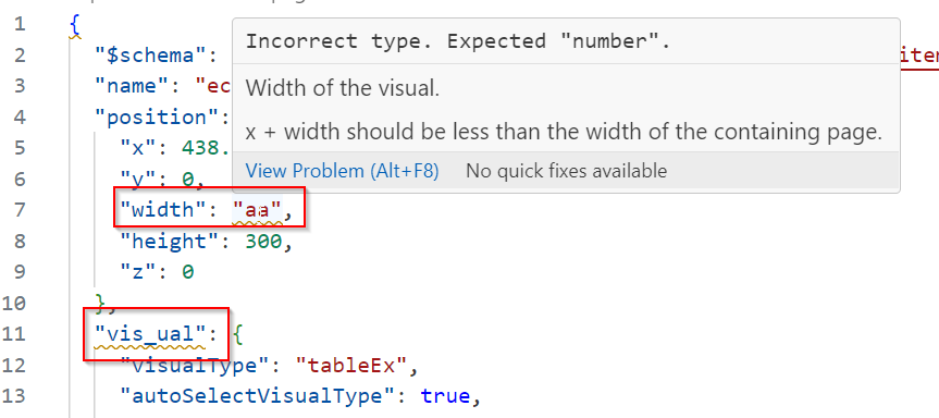 Screenshot del prompt di convalida dello schema JSON PBIR.