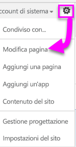 Screenshot dell'opzione Modifica pagina.