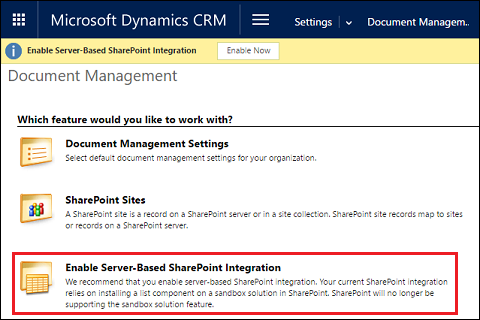 Abilitare l'integrazione di SharePoint.
