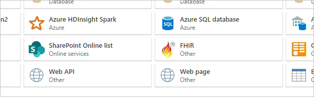 Screenshot della pagina Recupera dati in cui si seleziona la pagina Web o il connettore API Web.