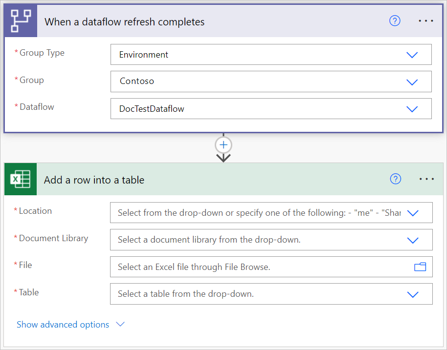 Screenshot di Excel Aggiungere una riga a una connessione di tabella, con i campi pronti per essere compilati.
