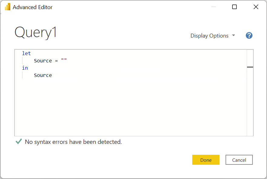 Screenshot della finestra di dialogo Query che mostra le origini dati.