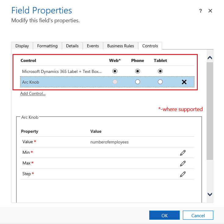 Choose the client apps to view the custom control Choose the client apps to view the custom control.