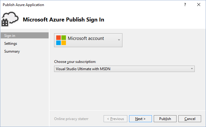 Accesso alla pubblicazione in Microsoft Azure