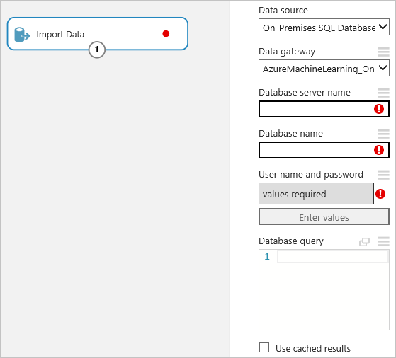 Selezionare il gateway dati per il modulo Importa Dati