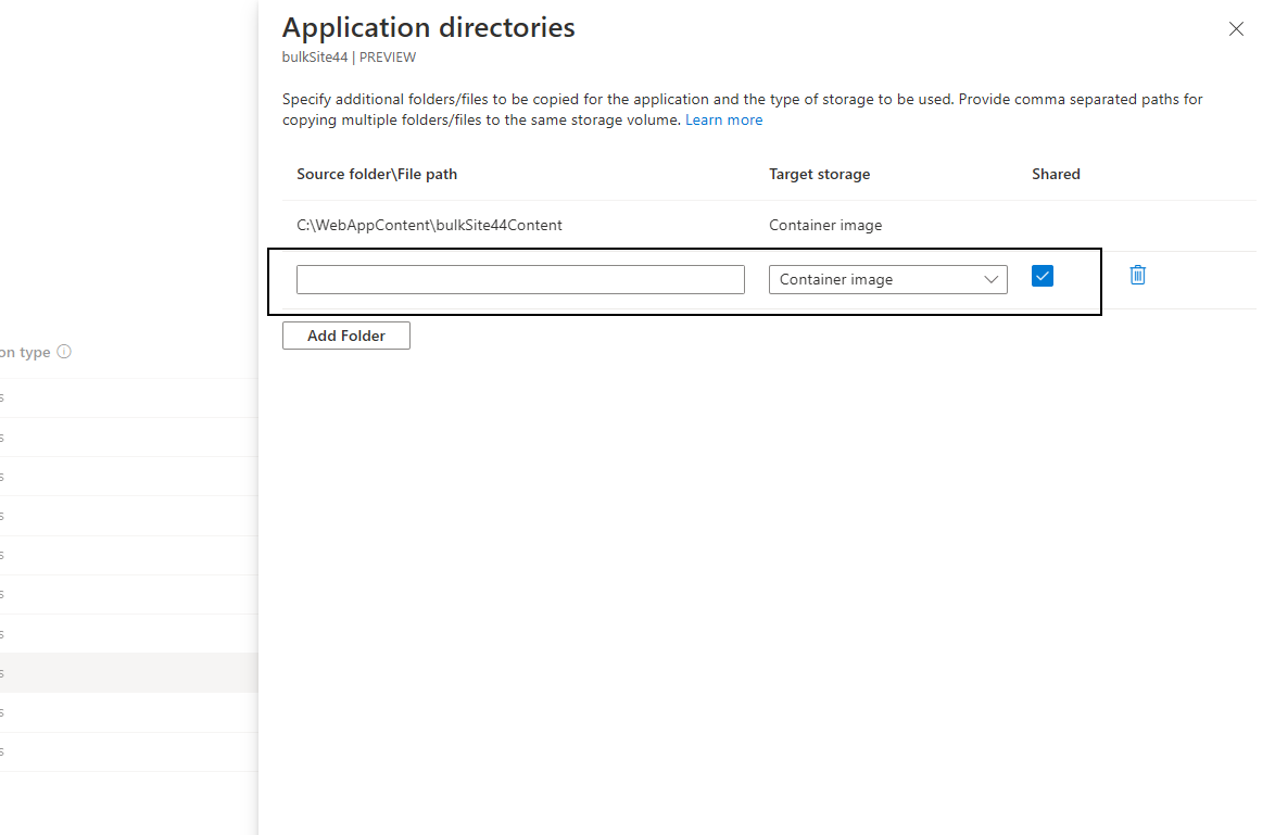 Screenshot della scheda Directory dell'applicazione.