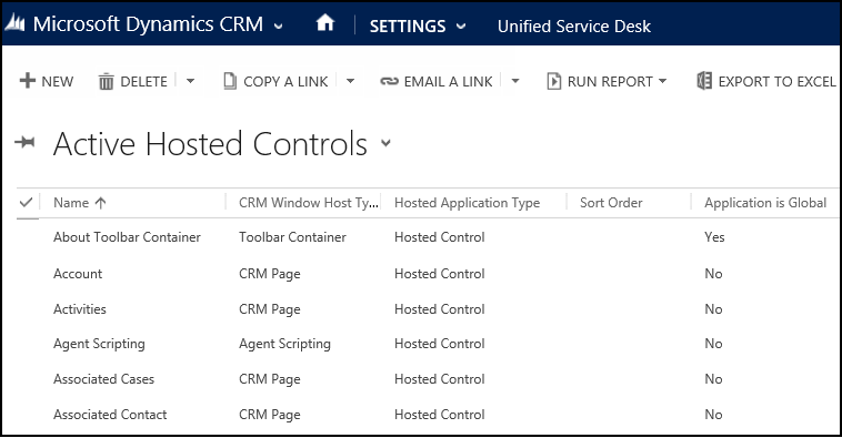 Elenco di controlli ospitati in Unified Service Desk