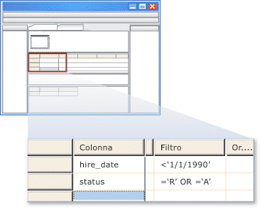 Clausole OR collegate definite nel riquadro Criteri