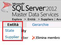Menu Entità con Stato e fornitore
