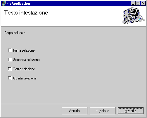 Schermata iniziale dell'interfaccia utente di distribuzione