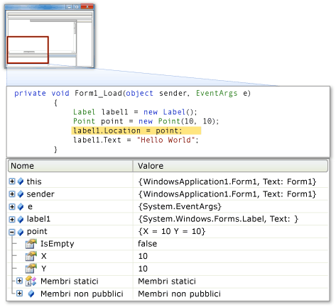 Dettaglio punto di interruzione CSharp