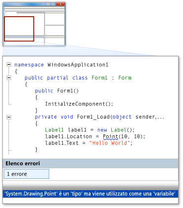 Errore del compilatore CSharp