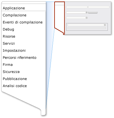 Pagina delle proprietà dell'applicazione