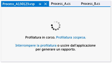 Pagina della sessione di profilatura