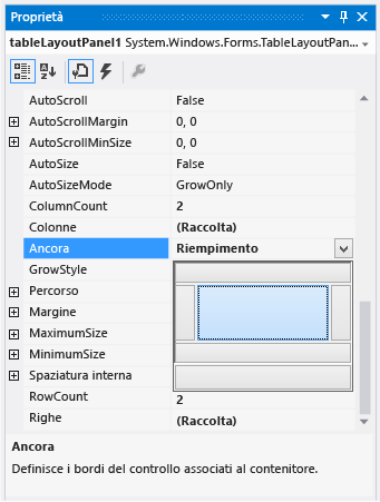Finestra Proprietà con Fill selezionato