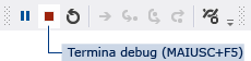 Barra degli strumenti di debug