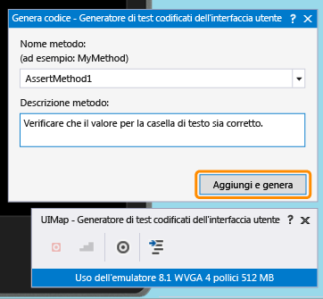 Generare il codice per l'asserzione