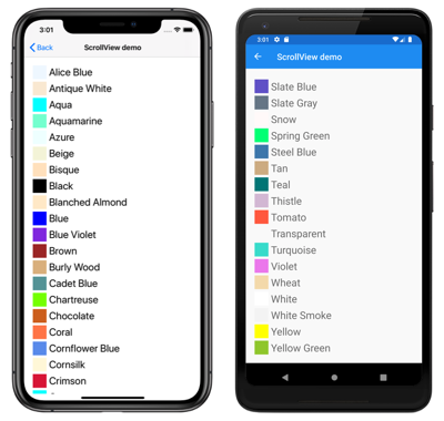 Layout ScrollView radice Screenshot di un layout ScrollView radice