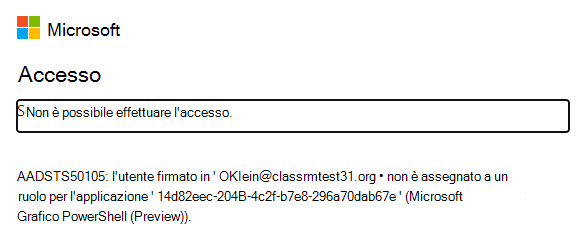 Errore di PowerShell durante il tentativo di autenticazione con MS Graph.