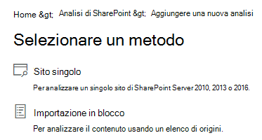 Selezionare un metodo di analisi: singolo o bulk.