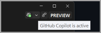 Screenshot dello stato attivo di Copilot.