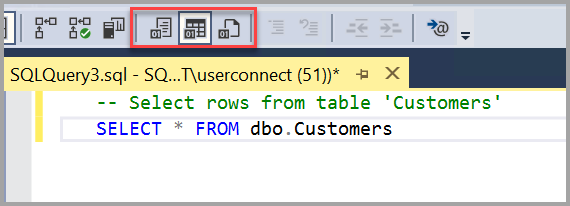 Screenshot di tre opzioni per la visualizzazione dei risultati delle query.