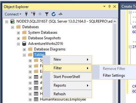 Screenshot delle impostazioni di filtro.