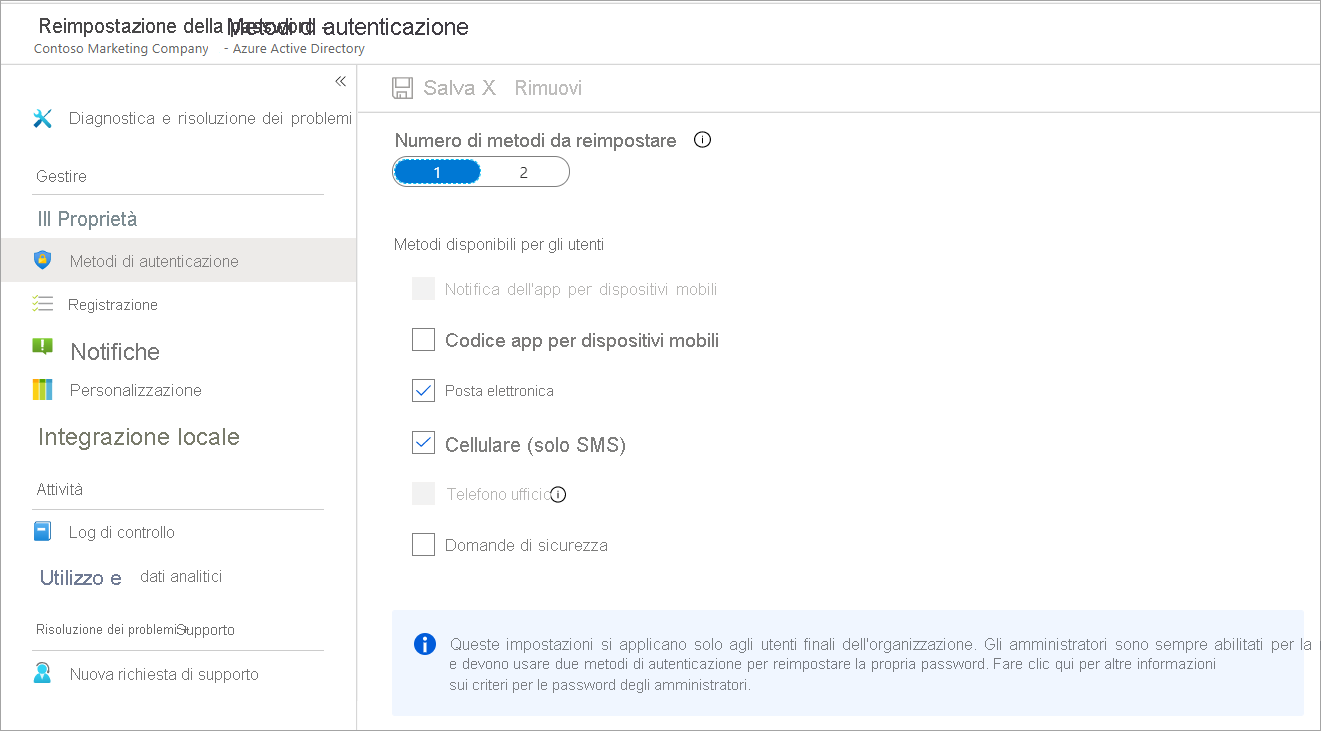 Screenshot dell'opzione 