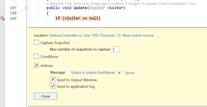 Crea un punto di registrazione